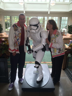 Paul and Joanie greeting an Imperial Storm Trooper